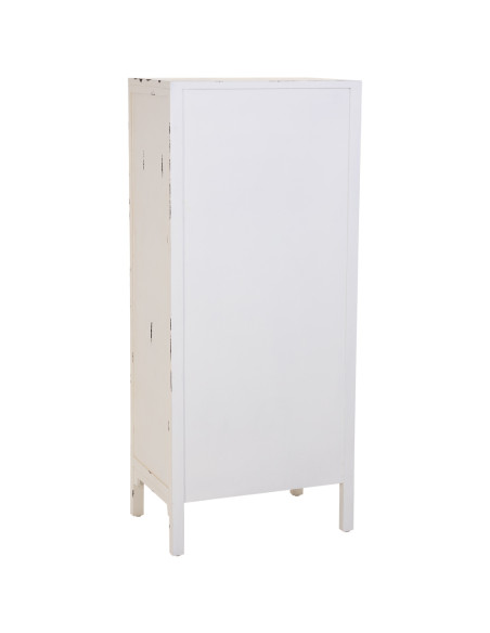 Armoire chinoise blanche 2 portes 4 tiroirs bois et MDF 60x40x140 cm Liomio  - 5