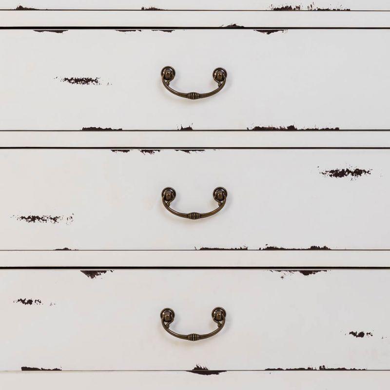 Armoire chinoise blanche 2 portes 4 tiroirs bois et MDF 60x40x140 cm Liomio  - 8