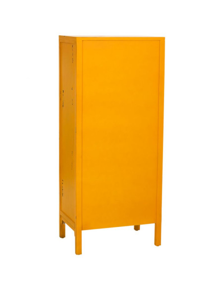 Armoire chinoise jaune moutarde bois 2 portes 4 tiroirs 60x40x140 cm Liomio  - 4