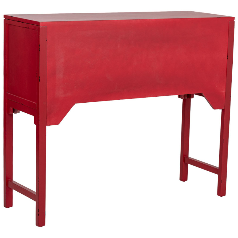 Console d’entrée chinoise rouge bois et MDF 120x40x102 cm Liomio  - 5