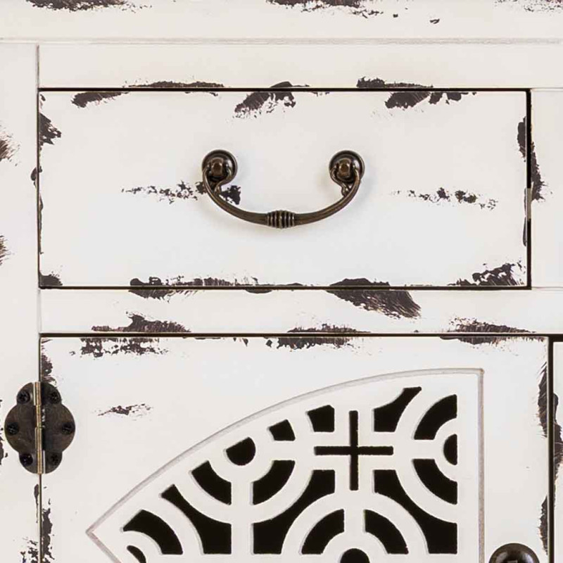 Console d’entrée chinoise bois blanc vieilli 120x40x102 cm Liomio  - 6