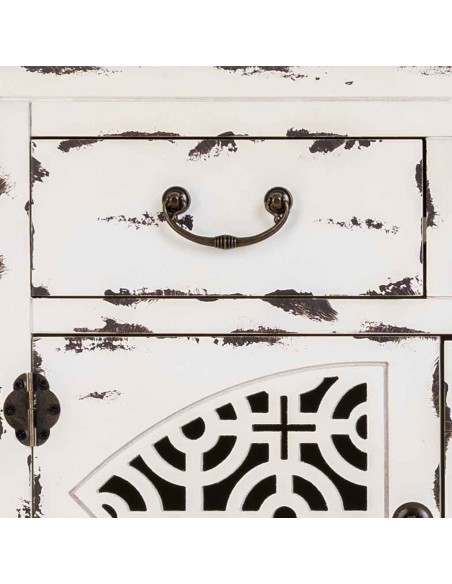 Console d’entrée chinoise bois blanc vieilli 120x40x102 cm Liomio  - 6