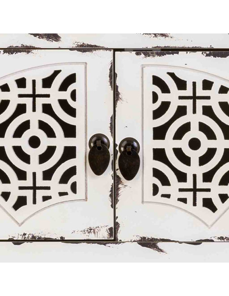 Console d’entrée chinoise bois blanc vieilli 120x40x102 cm Liomio  - 7