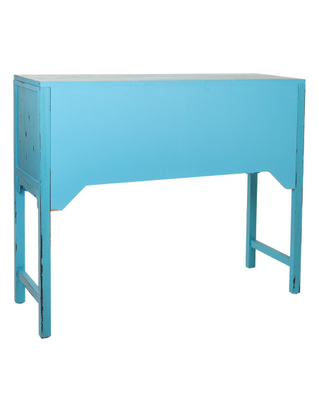 Console d’entrée chinoise bois et MDF bleu turquoise 120x40x102 cm Liomio  - 4