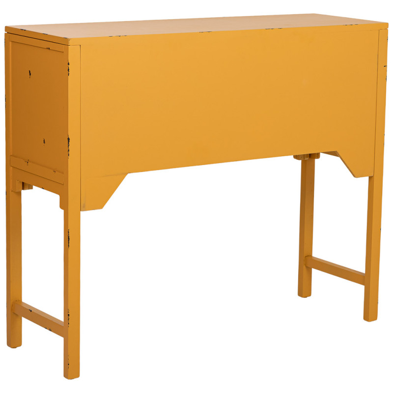 Console d’entrée chinoise jaune moutarde en bois et MDF 120x40x102 cm Liomio  - 4