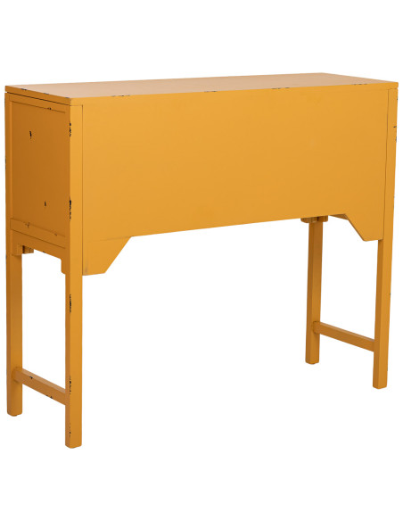 Console d’entrée chinoise jaune moutarde en bois et MDF 120x40x102 cm Liomio  - 4