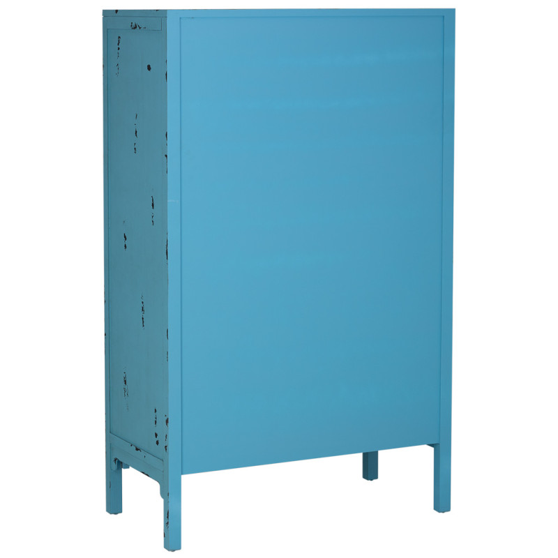 Armoire chinoise bleue bois et MDF 96x40x150 cm Liomio  - 4