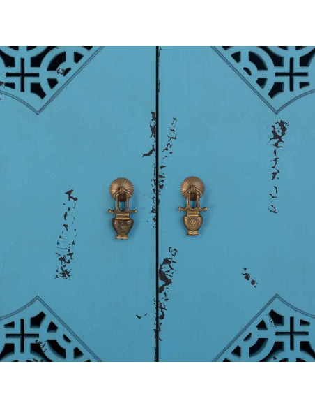 Armoire chinoise bleue bois et MDF 96x40x150 cm Liomio  - 6