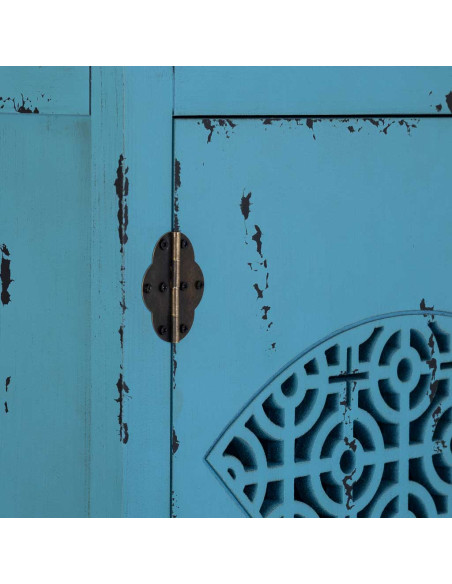 Armoire chinoise bleue bois et MDF 96x40x150 cm Liomio  - 7