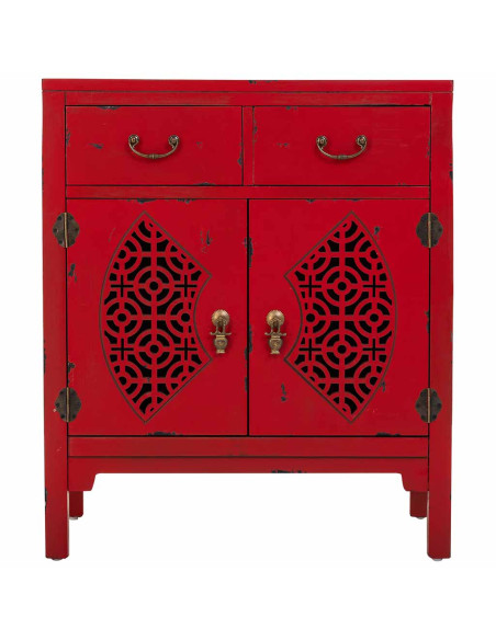 Meuble d’entrée chinois rouge bois et MDF 66x36x78 cm Liomio  - 2