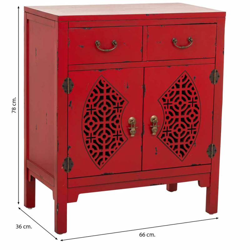 Meuble d’entrée chinois rouge bois et MDF 66x36x78 cm Liomio  - 8