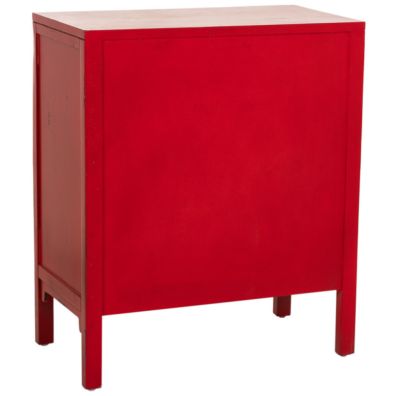 Meuble d’entrée chinois rouge bois et MDF 66x36x78 cm Liomio  - 4