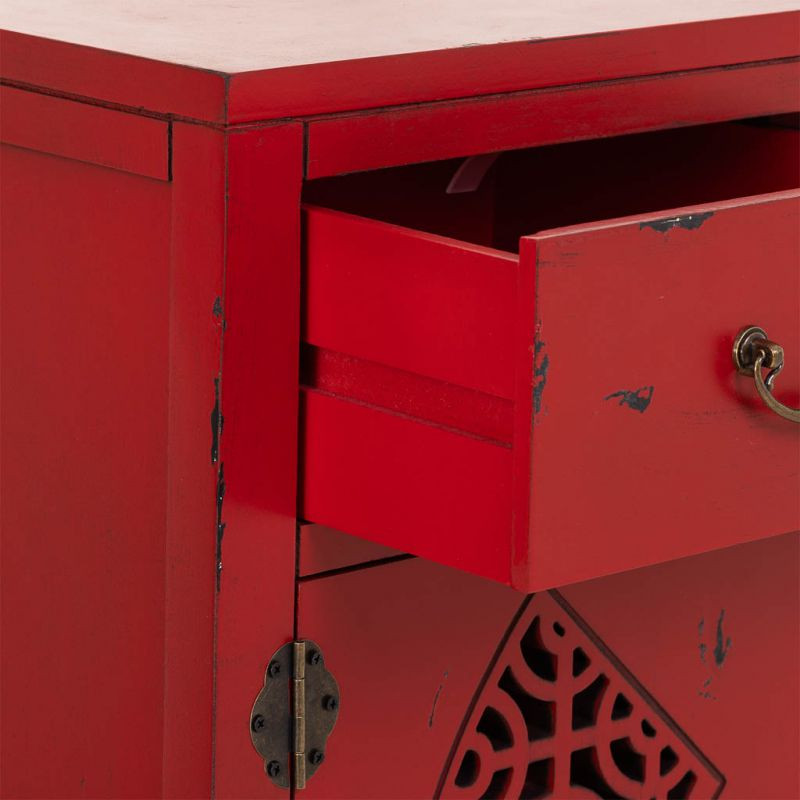 Meuble d’entrée chinois rouge bois et MDF 66x36x78 cm Liomio  - 5