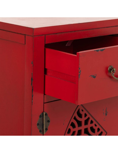 Meuble d’entrée chinois rouge bois et MDF 66x36x78 cm Liomio  - 5