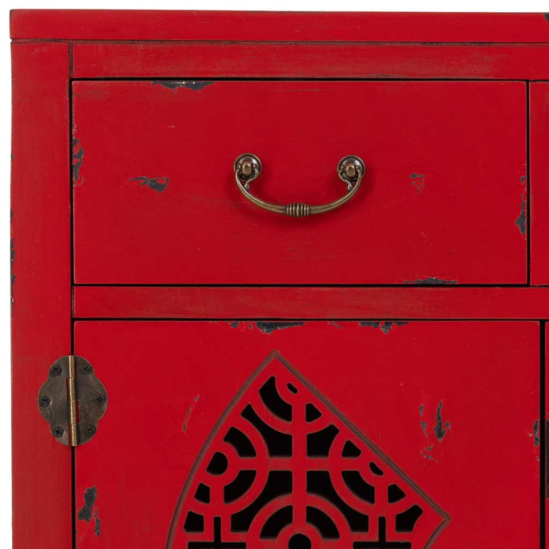 Meuble d’entrée chinois rouge bois et MDF 66x36x78 cm Liomio  - 6