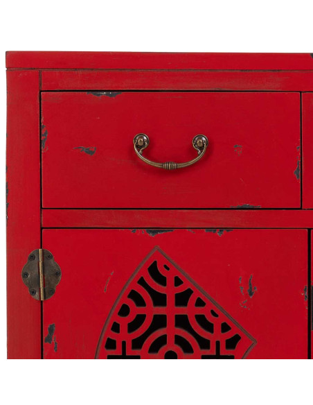 Meuble d’entrée chinois rouge bois et MDF 66x36x78 cm Liomio  - 6