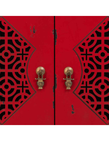 Meuble d’entrée chinois rouge bois et MDF 66x36x78 cm Liomio  - 7