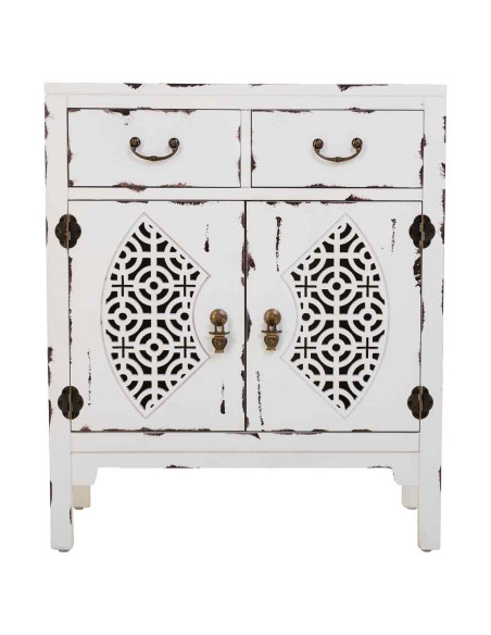 Meuble d’entrée blanc vieilli bois et MDF 66x36x78 cm Liomio  - 2