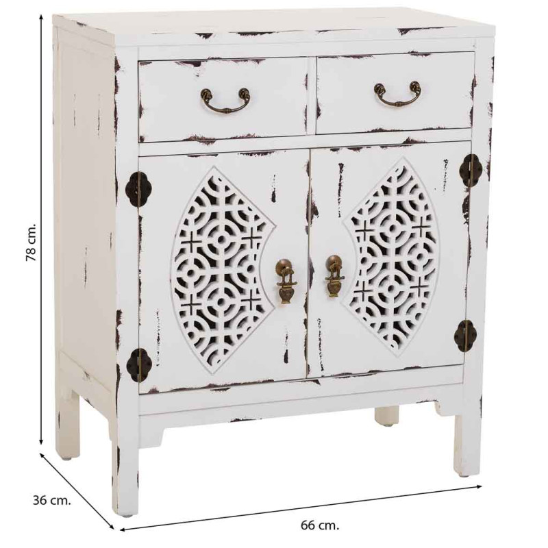 Meuble d’entrée blanc vieilli bois et MDF 66x36x78 cm Liomio  - 8