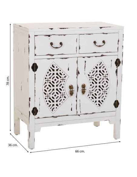 Meuble d’entrée blanc vieilli bois et MDF 66x36x78 cm Liomio  - 8