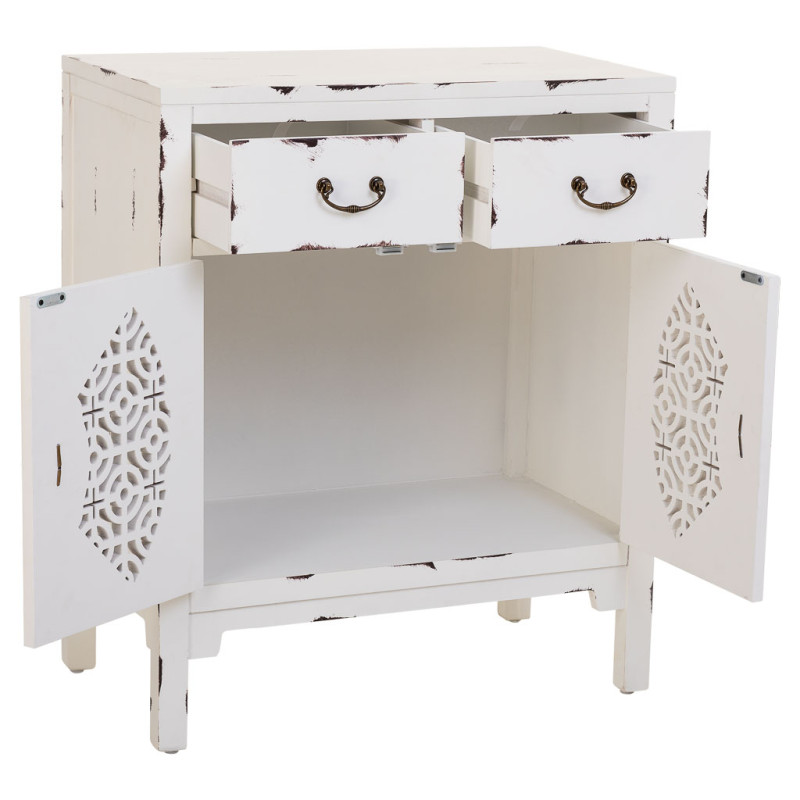 Meuble d’entrée blanc vieilli bois et MDF 66x36x78 cm Liomio  - 3