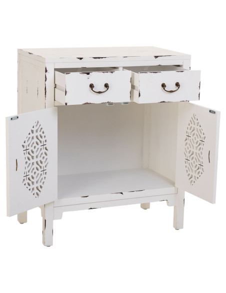 Meuble d’entrée blanc vieilli bois et MDF 66x36x78 cm Liomio  - 3