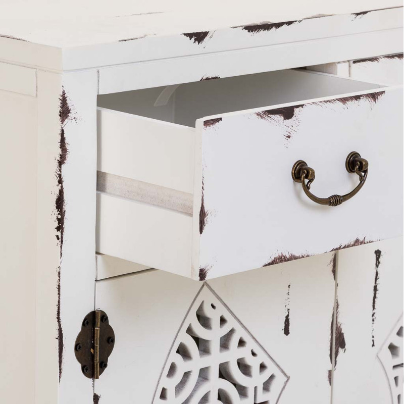 Meuble d’entrée blanc vieilli bois et MDF 66x36x78 cm Liomio  - 5