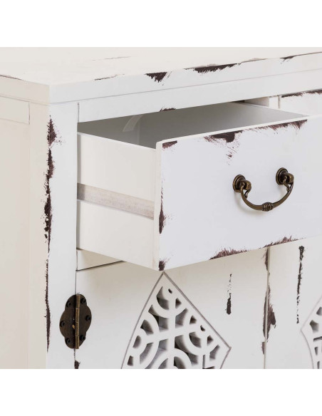 Meuble d’entrée blanc vieilli bois et MDF 66x36x78 cm Liomio  - 5