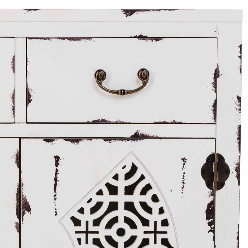 Meuble d’entrée blanc vieilli bois et MDF 66x36x78 cm Liomio  - 6