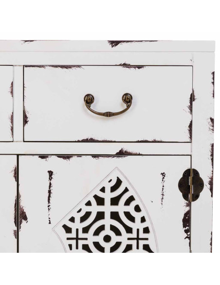Meuble d’entrée blanc vieilli bois et MDF 66x36x78 cm Liomio  - 6