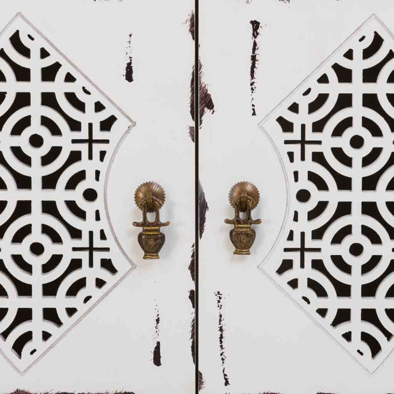 Meuble d’entrée blanc vieilli bois et MDF 66x36x78 cm Liomio  - 7