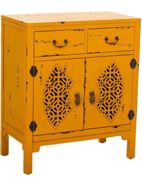 Meuble d’entrée jaune moutarde bois et MDF 66x36x78 cm Liomio  - 1