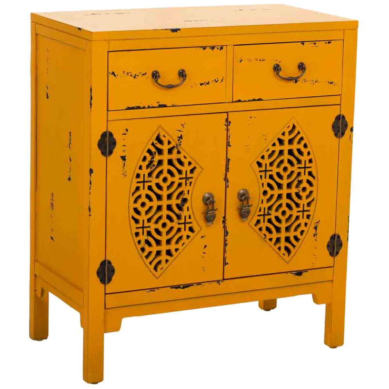 Meuble d’entrée jaune moutarde bois et MDF 66x36x78 cm Liomio  - 1