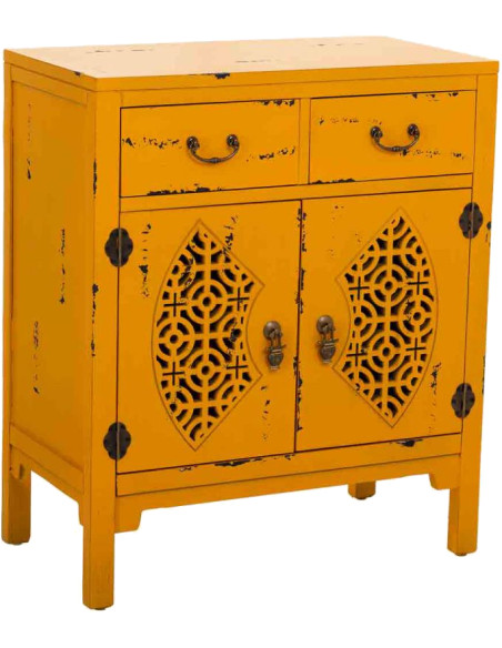 Meuble d’entrée jaune moutarde bois et MDF 66x36x78 cm Liomio  - 1