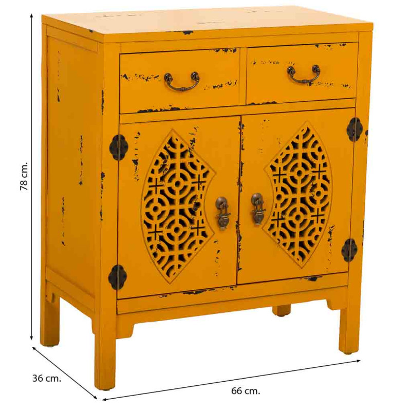 Meuble d’entrée jaune moutarde bois et MDF 66x36x78 cm Liomio  - 8