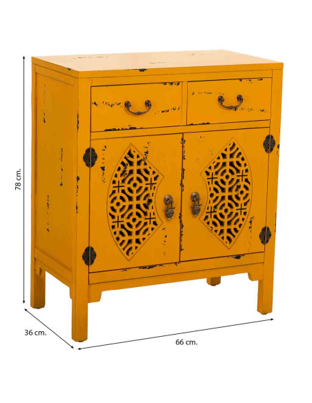 Meuble d’entrée jaune moutarde bois et MDF 66x36x78 cm Liomio  - 8