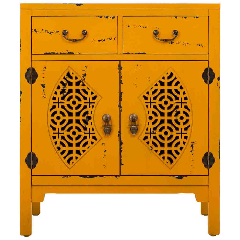 Meuble d’entrée jaune moutarde bois et MDF 66x36x78 cm Liomio  - 2