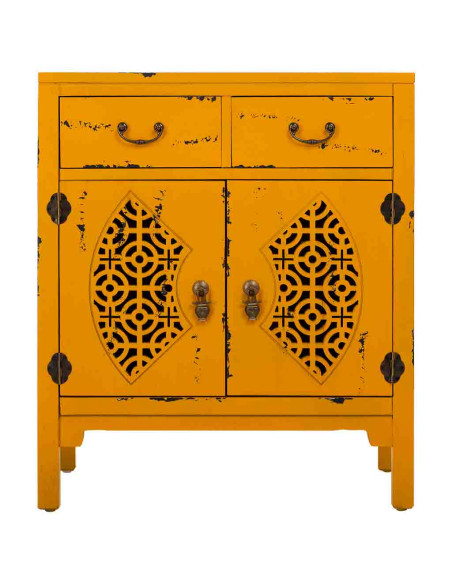 Meuble d’entrée jaune moutarde bois et MDF 66x36x78 cm Liomio  - 2