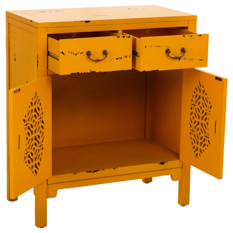 Meuble d’entrée jaune moutarde bois et MDF 66x36x78 cm Liomio  - 3