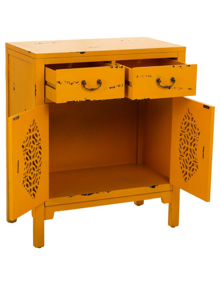 Meuble d’entrée jaune moutarde bois et MDF 66x36x78 cm Liomio  - 3