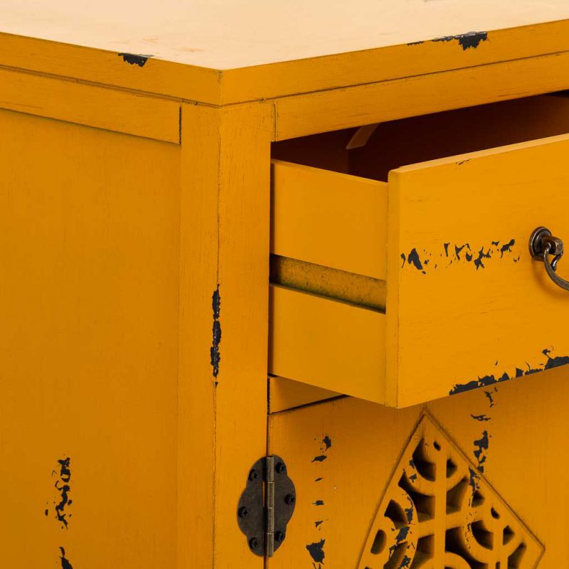 Meuble d’entrée jaune moutarde bois et MDF 66x36x78 cm Liomio  - 5