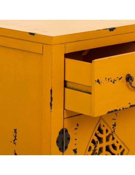 Meuble d’entrée jaune moutarde bois et MDF 66x36x78 cm Liomio  - 5