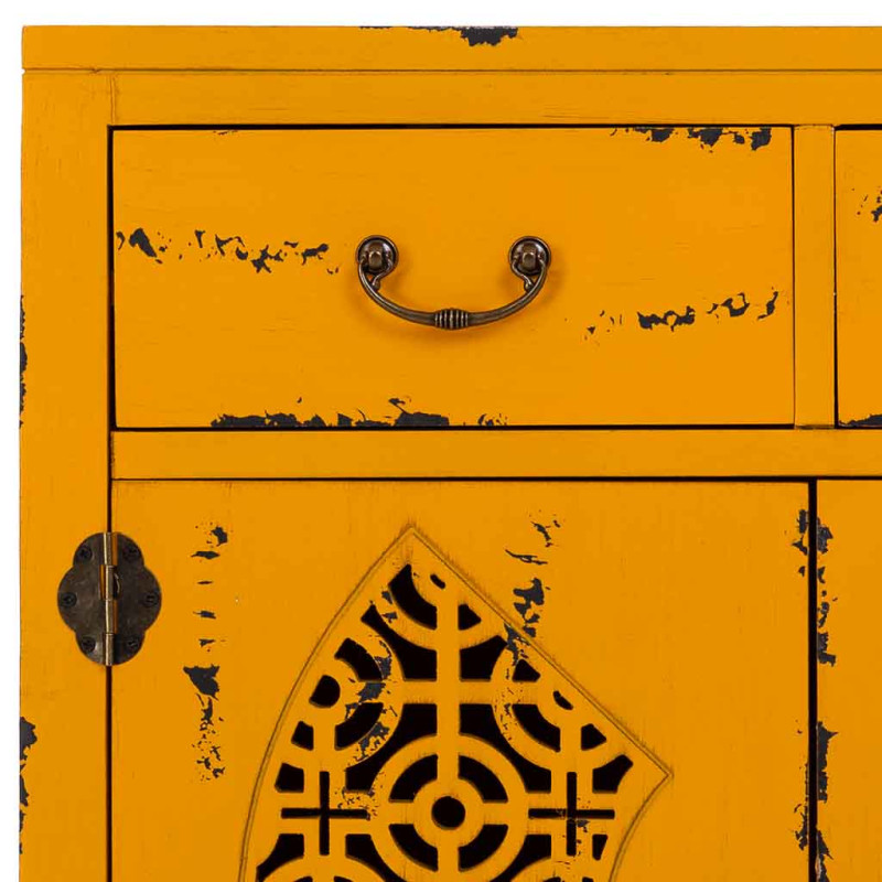 Meuble d’entrée jaune moutarde bois et MDF 66x36x78 cm Liomio  - 6