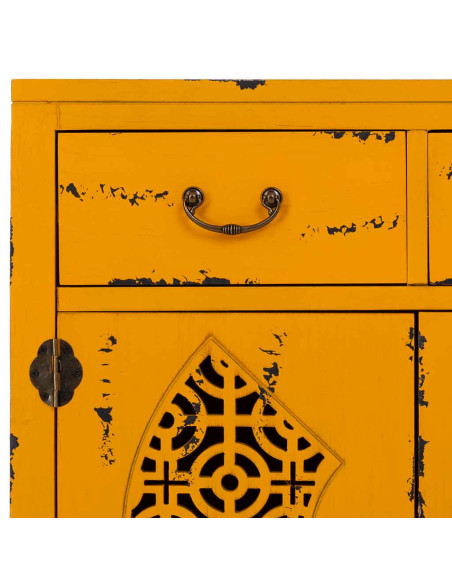 Meuble d’entrée jaune moutarde bois et MDF 66x36x78 cm Liomio  - 6