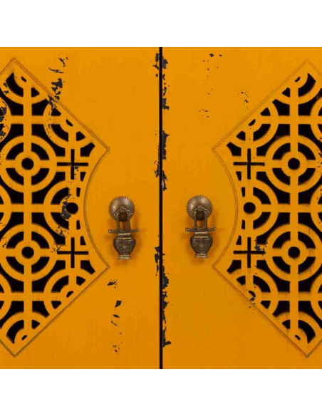 Meuble d’entrée jaune moutarde bois et MDF 66x36x78 cm Liomio  - 7