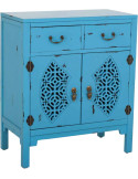 Meuble d’entrée bleu turquoise bois et MDF 66x36x78 cm Liomio