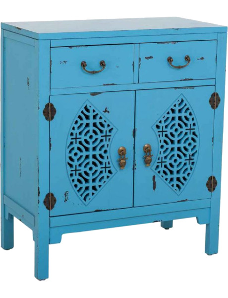 Meuble d’entrée bleu turquoise bois et MDF 66x36x78 cm Liomio  - 1