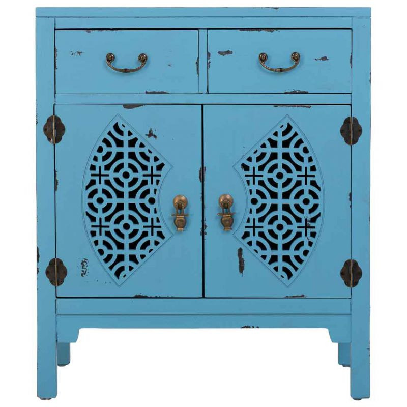 Meuble d’entrée bleu turquoise bois et MDF 66x36x78 cm Liomio  - 2