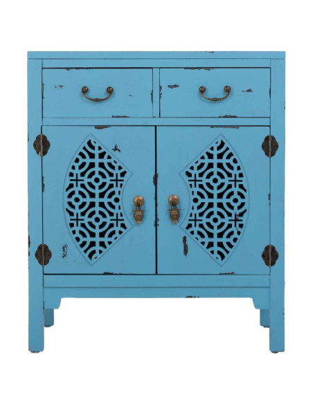 Meuble d’entrée bleu turquoise bois et MDF 66x36x78 cm Liomio  - 2