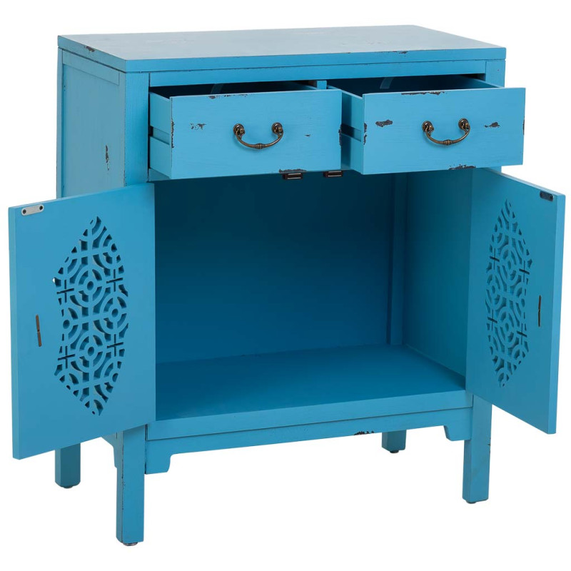 Meuble d’entrée bleu turquoise bois et MDF 66x36x78 cm Liomio  - 3